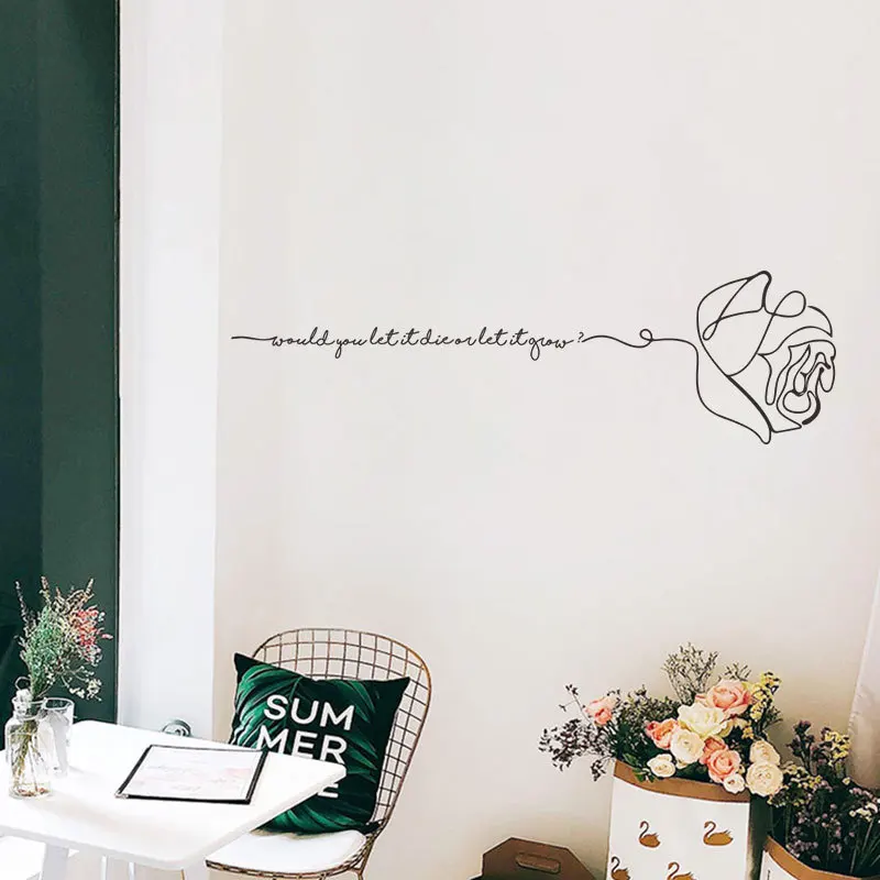 

Rose Wall Stickers Poetry Decals Let It Grow Flower Graphic Romantic Poem Wall Quotes Peel and Stick Words for Bedroom