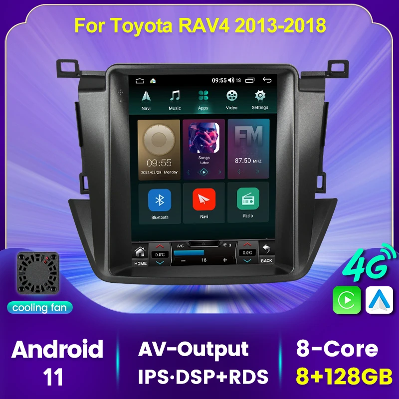 Android 11 RDS DSP 8G + 128G автомобильный DVD-плеер мультимедийный плеер для RAV4 2013 2014 2015 2016 2017