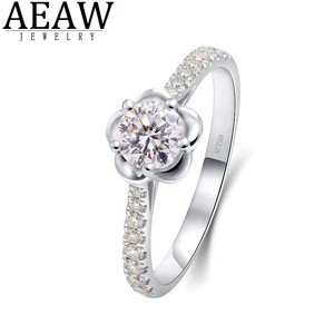 Real 0.5 Carat D Color Round Cut VVS1 Moissanite Wedding Rings For Women Top Quality 14K White Gold Color 100% Fine Jewelry