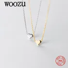 WOOZU реальные 925 стерлингового серебра мини любящее сердце звено цепи ожерелье с подвеской для женщин Свадебная вечеринка ювелирные украшения, подарки для любимых 2021
