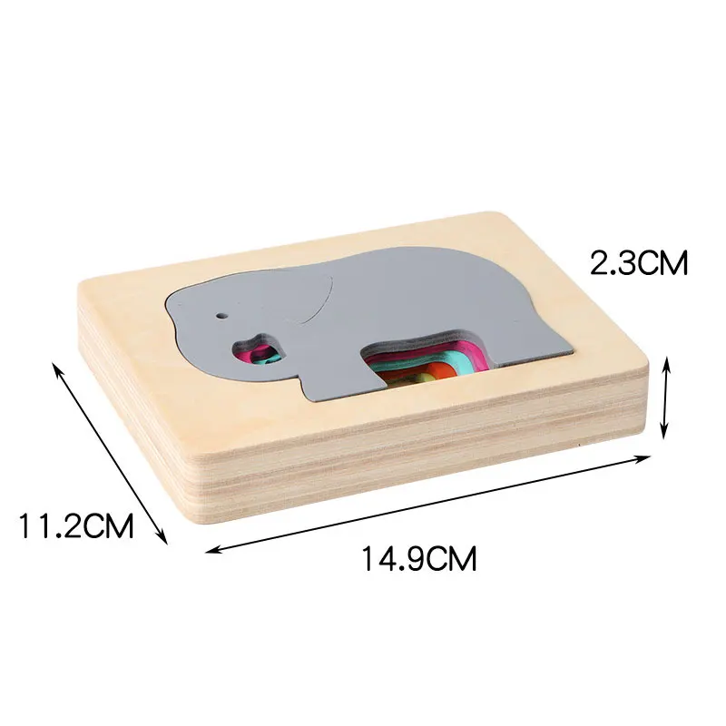 Деревянная 3D пазл Монтессори с переходом цветов игрушки пятислойным радужным