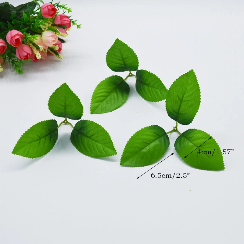 

40pcs Artificial Silk Rose Leaves Stem Artificial Greenery For Wedding Decor DIY Floral Craft Bouquet Garland Flower Supplies