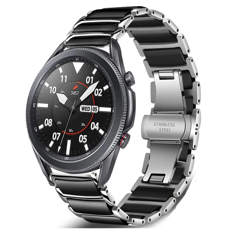 Ремешок керамический для Samsung Galaxy Watch 42 мм 46 мм/Active 2/Huawei GT GT2/Amazfit GTR 47 металлический