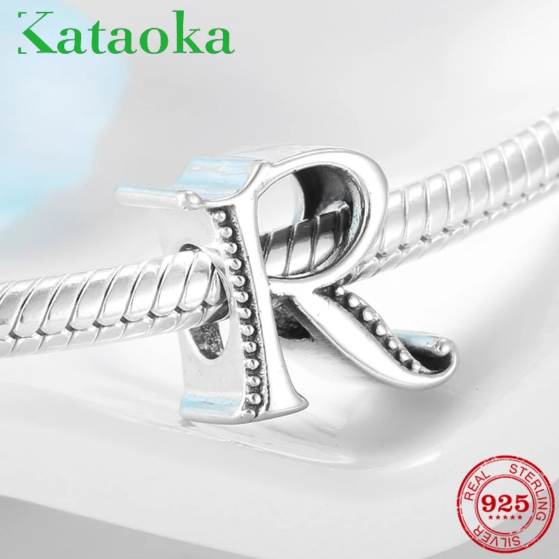 Женский браслет из серебра 925 пробы с буквами R|Ювелирные шармы| |