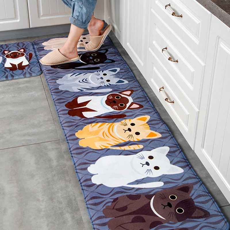 

Kawaii Welcome Floor Mats Animal Cat Printed Bathroom Kitchen Carpets Doormats Cat Floor Mat for Livingroom Anti-Slip Tapete Rug