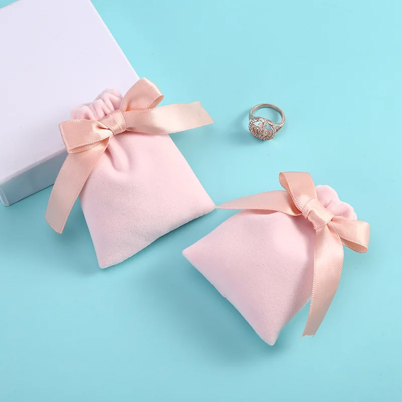 

Velvet Drawstring Gift Bag with Ribbon Pink Soft Plush Gift Packing Bag Wedding Birthday Party Gift Wrapping Box Supplies