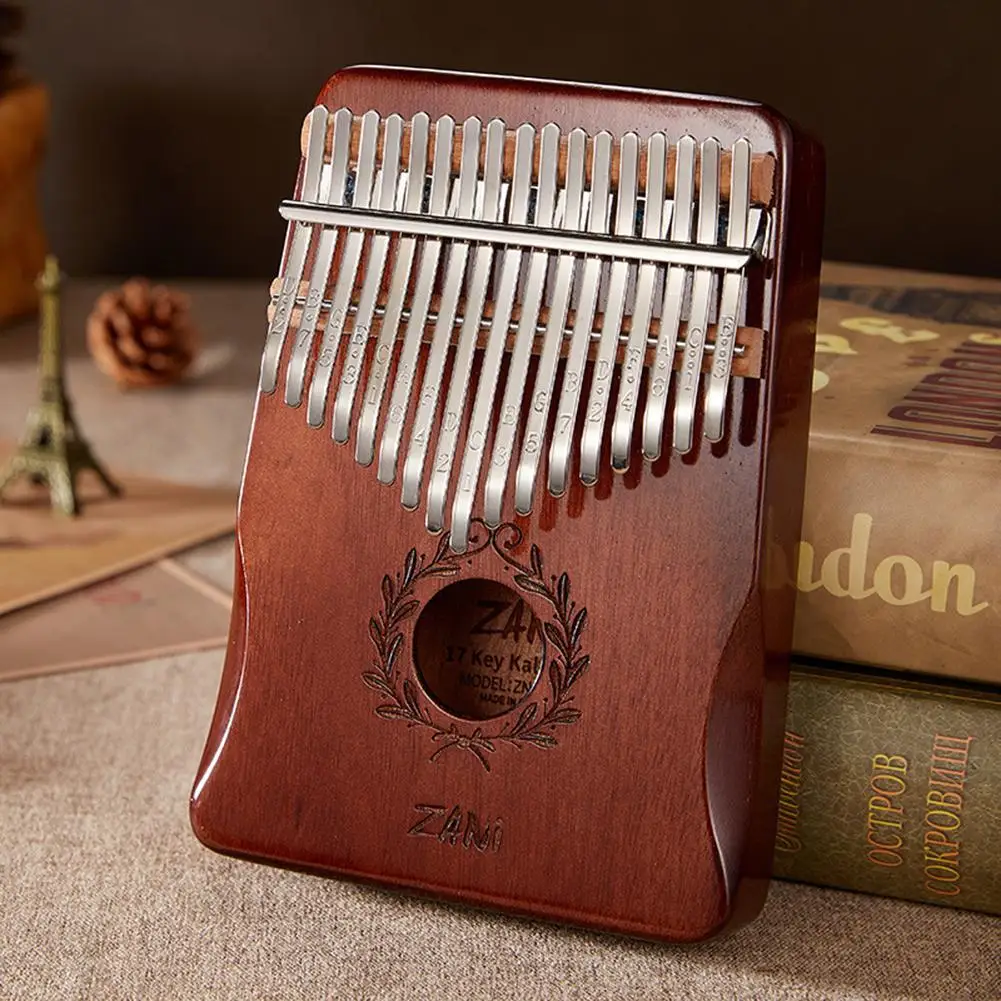 Mahogany 17-tone Thumb Piano C-tune Kalimba Portable Small Musical Instrument Olive Branch Pattern Keyboard | Спорт и развлечения