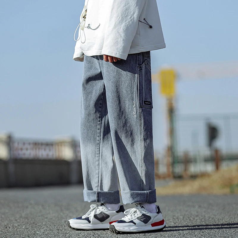 

TFETTERS Brand Men Designer Jeans for Men New Spring and Summer Mid Straight Casual Jeans Men Washed Embroidered Mens Jeans