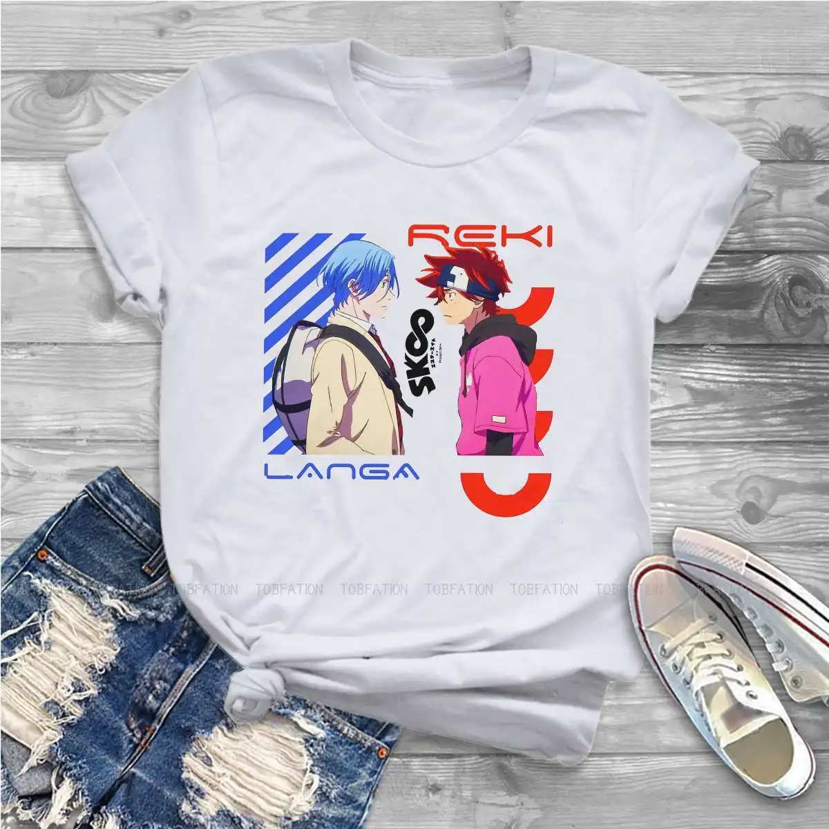 

Reki Langa Friends Feminine Clothes SK8 The Infinity Janpan Anime Series Oversized T-shirt Harajuku Vintage Female Blusas