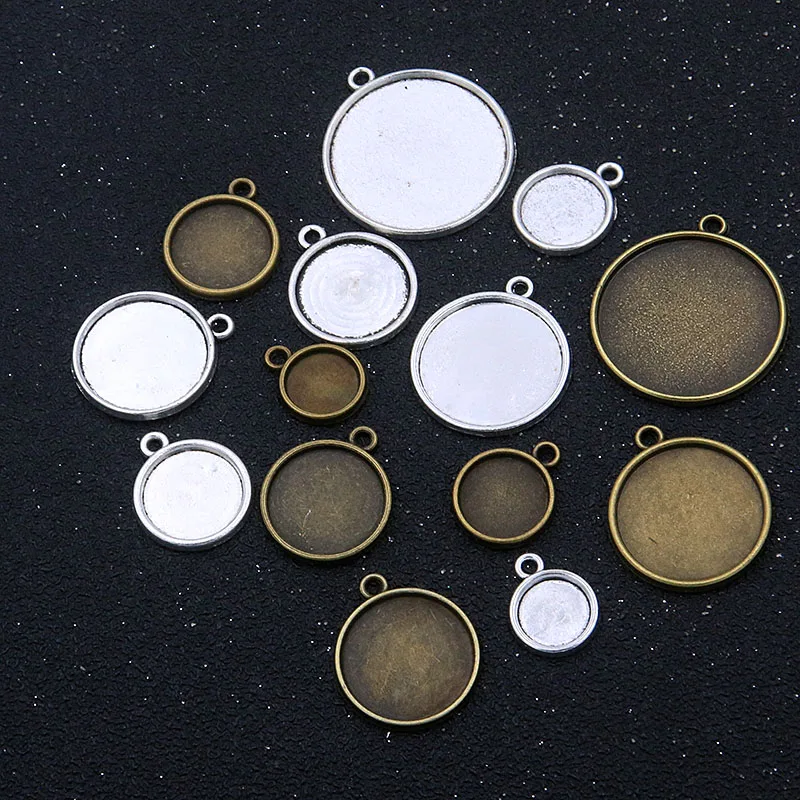 

10 шт. 10-25 мм Шарм 2 Цвета Круглая основа Кабошон Установка внутренний размер Соединитель Кулон DIY ювелирные изделия ожерелье браслет материа...