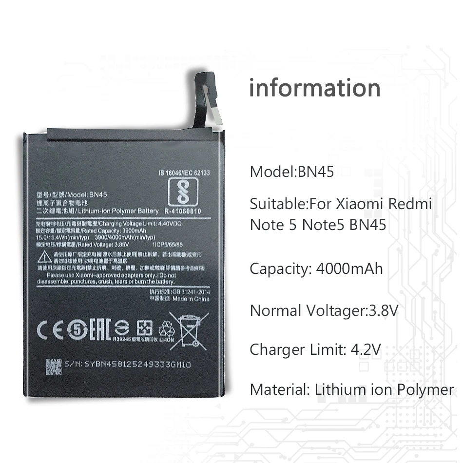 Аккумулятор BN45 4000 мАч для Xiaomi Mi Note2 Redmi Note 5 Note5 | Мобильные телефоны и аксессуары