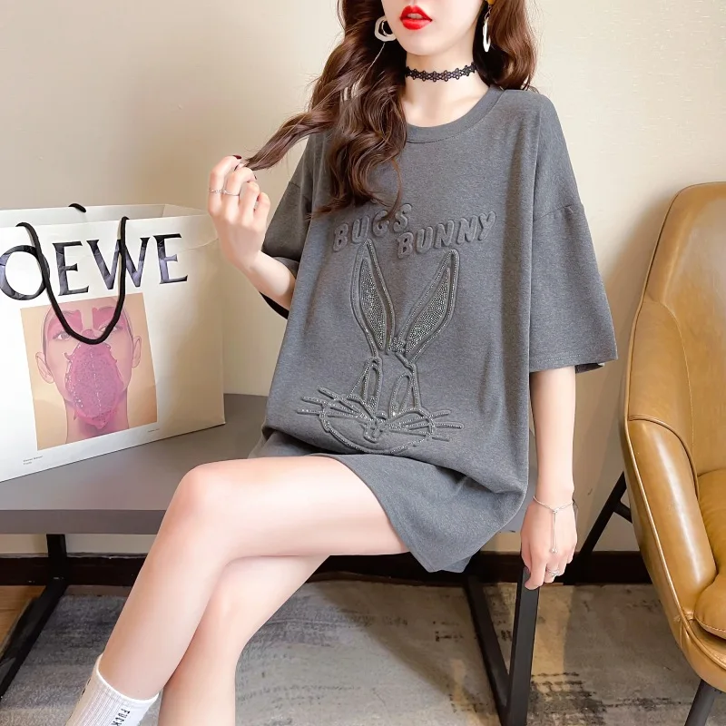 

Women's T-shirts 2021 Summer New European American O-neck Pullover Aesthetic Hipster Clothes Casual Oversize T shirt Hipster