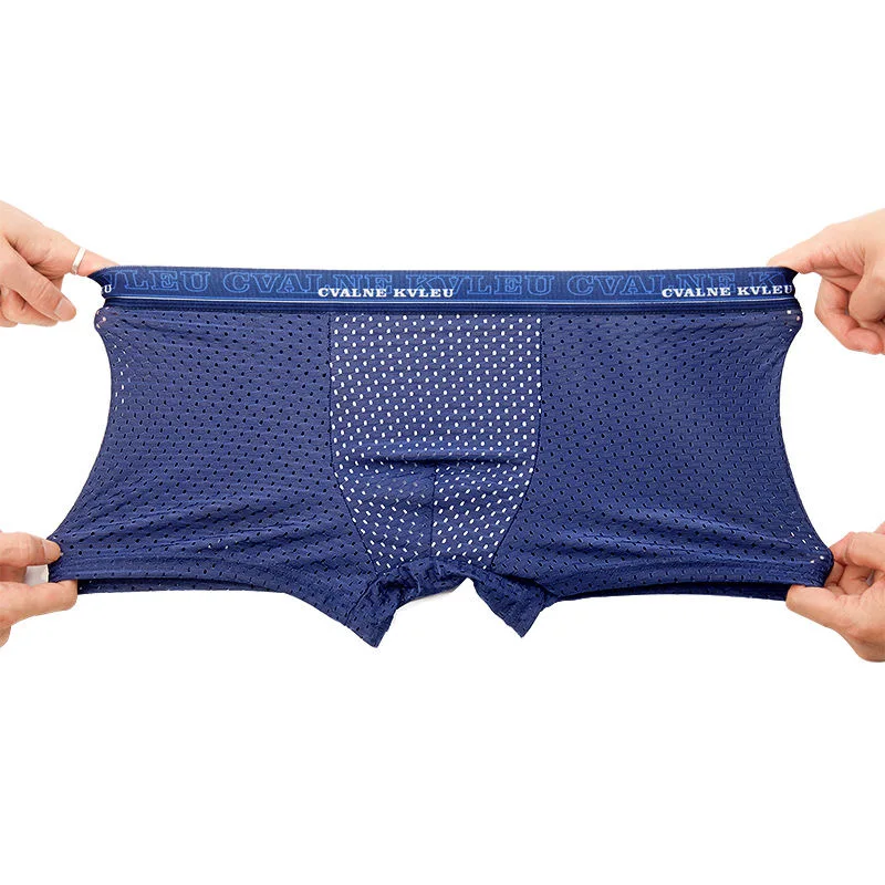 2021 Men'S Underwear Man Boxer Summer Ice Network Mesh Breathable Sexy Youth Boxer Bamboo Ventilate Shorts Four shorts Cosy