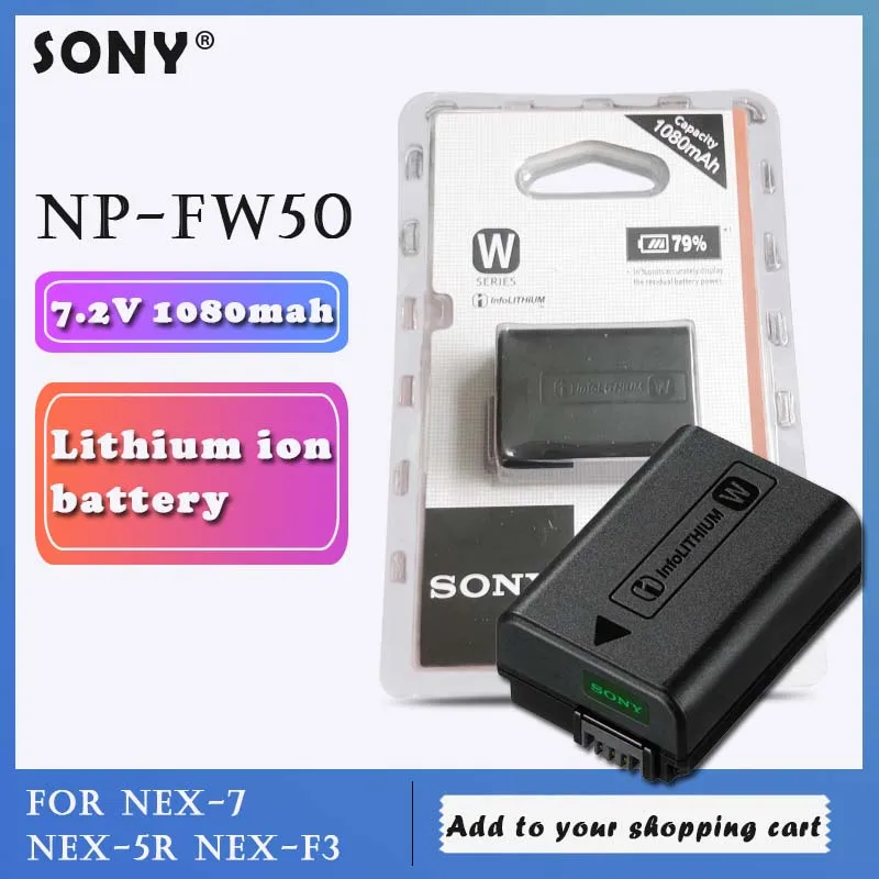 Литиевая аккумуляторная батарея Sony 7 2 в NP-FW50 NP FW50 NPFW50 1080 мАч NEX-7 NEX-5R NEX-F3 Alpha a7II