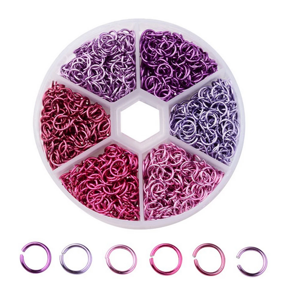 1 коробка 6 мм алюминиевые Колечки разных цветов открытые одиночные петли колечки
