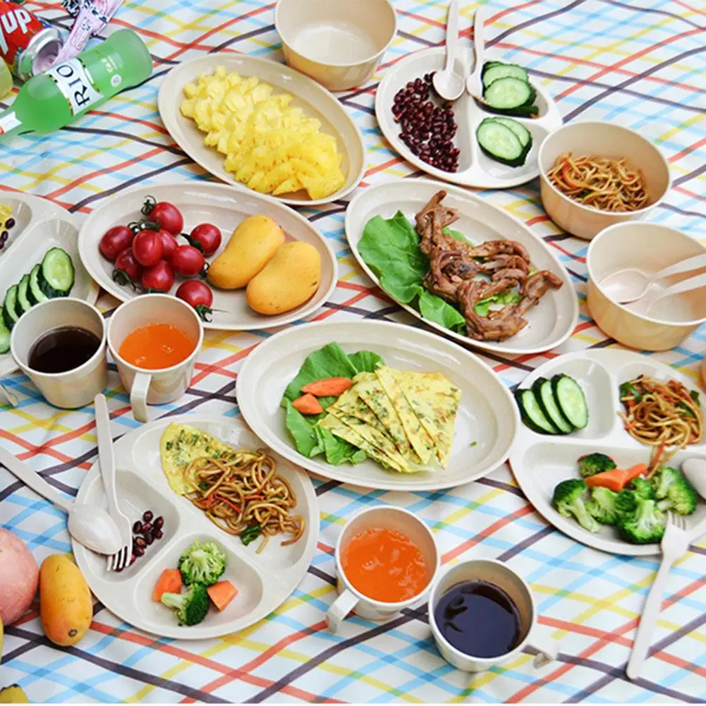 

24PCS Picnic BarbecueTableware Set Outdoor Durable Dinner Camping Heat Resistant Solid Cutlery Set Portable Environmental Dish 4