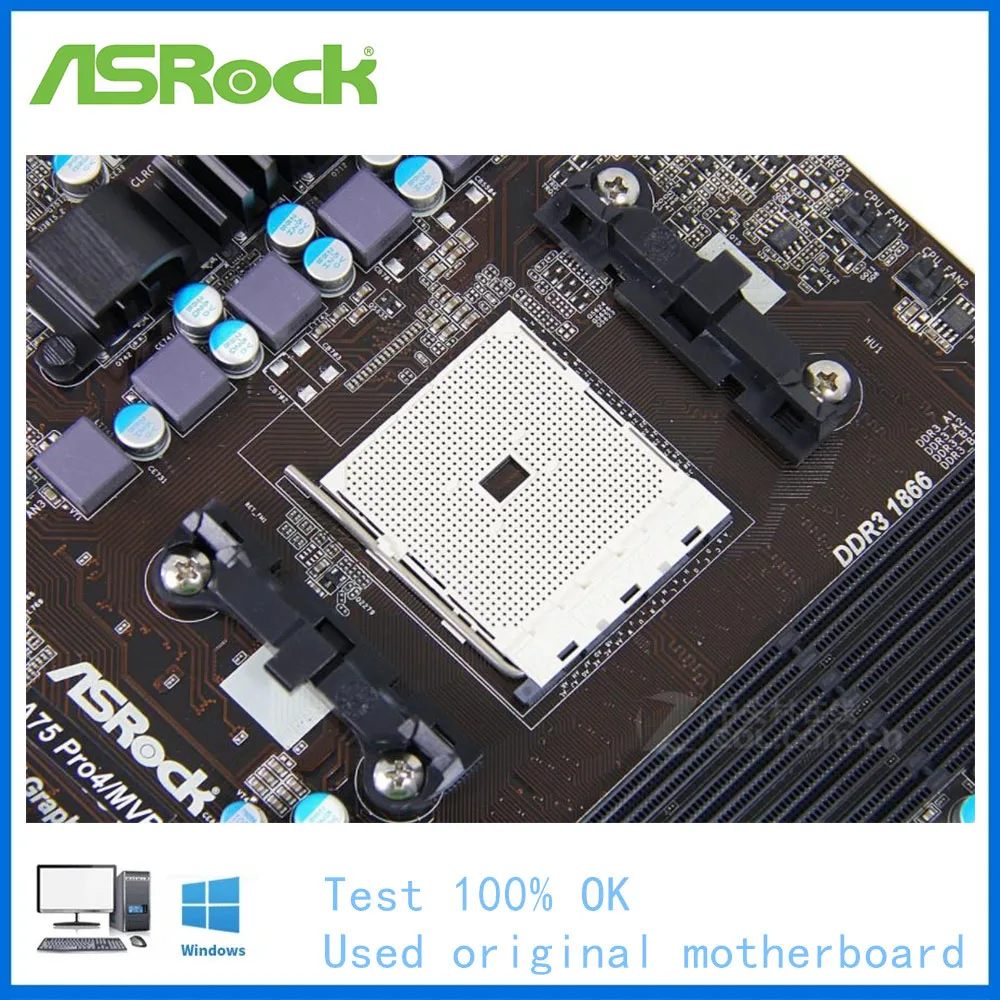Материнская плата для ASRock A75 Pro4MVP USB3.0 SATA III FM1 APU CPU DDR3 AMD A75M |