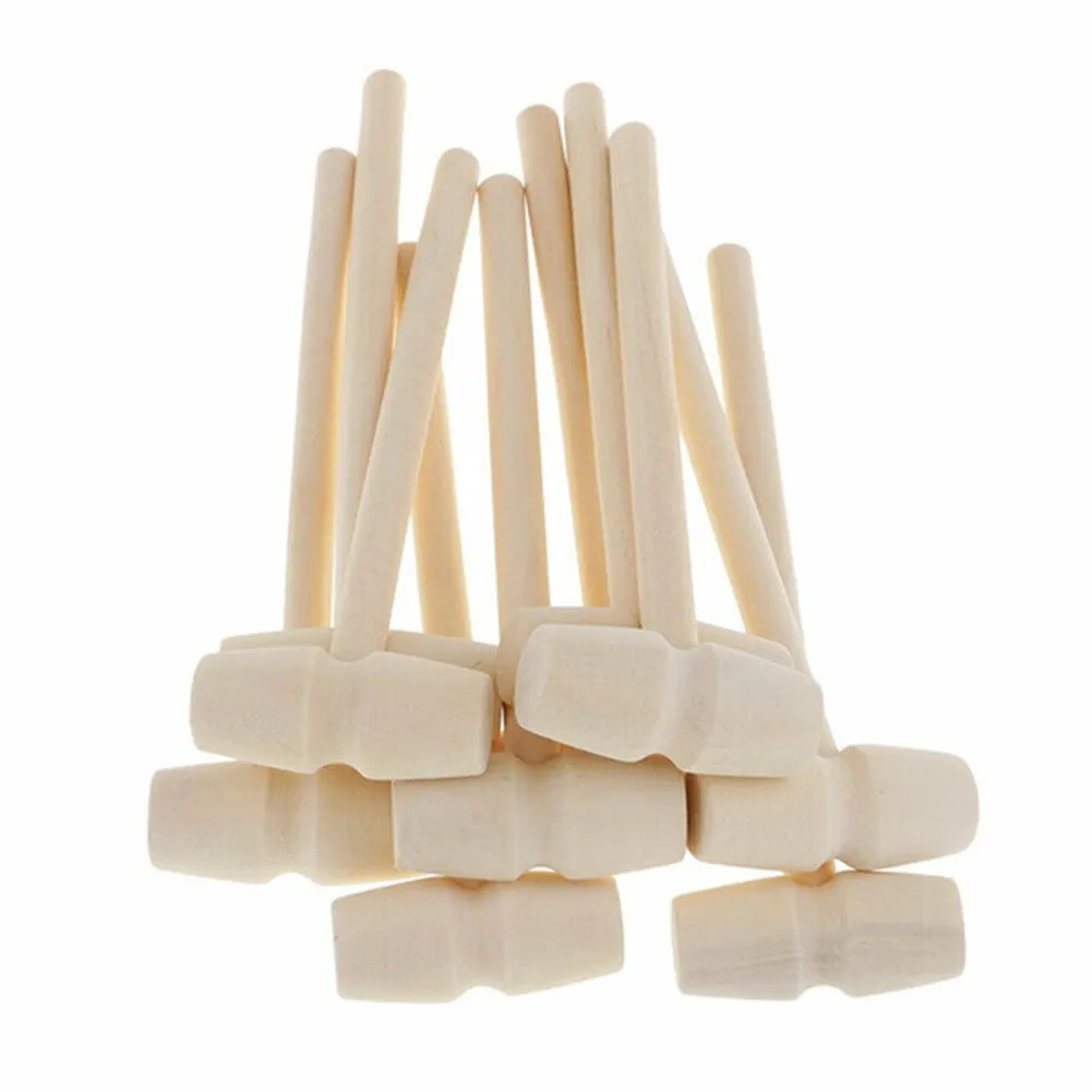 

10 Mini Wooden Hammer Small Tool Carving Hammer Baby Flat Head Toy DIY Ornament