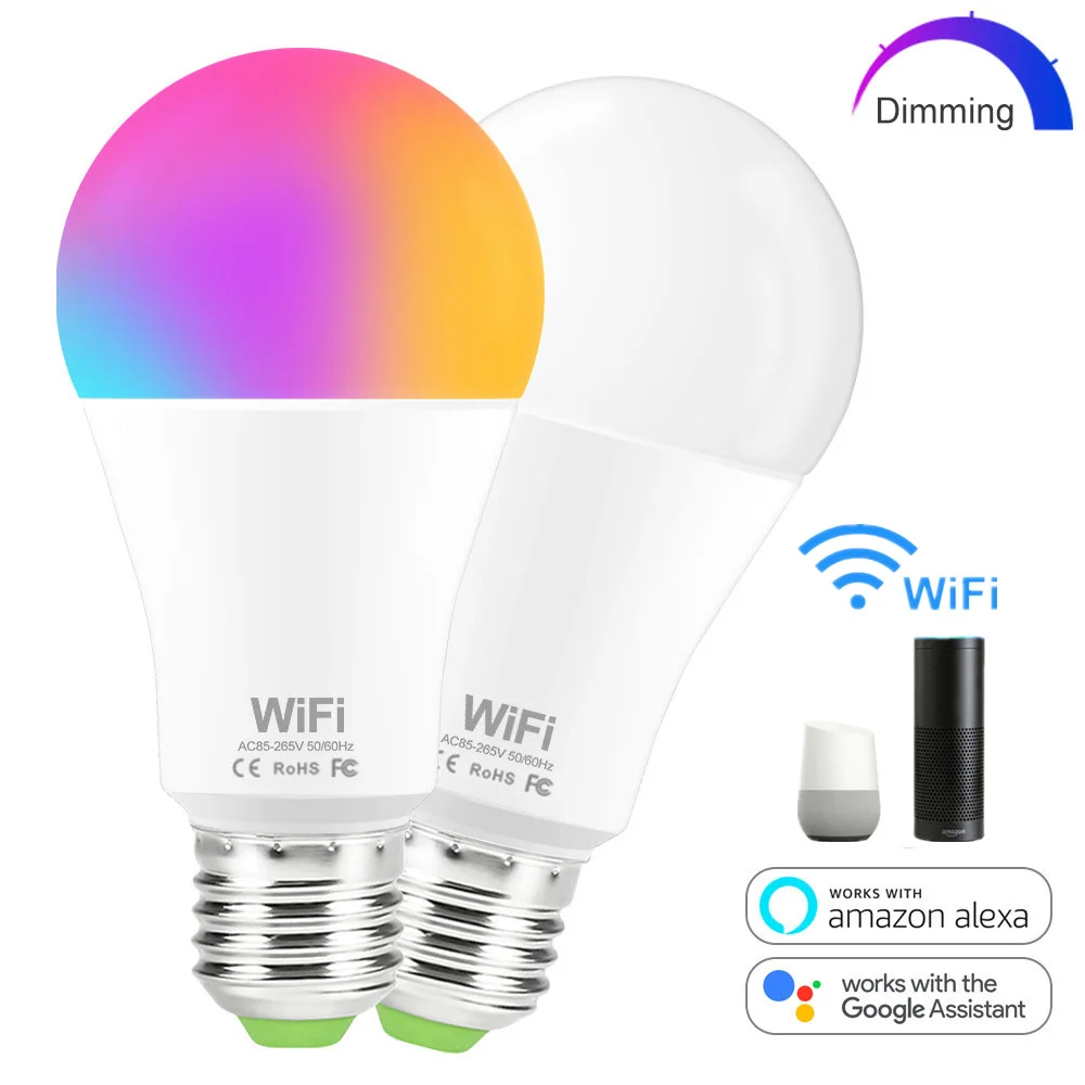 Умная лампа E27 B22 с Wi Fi светодиодный светильник для дома 15 Вт RGB/белый/теплый белый