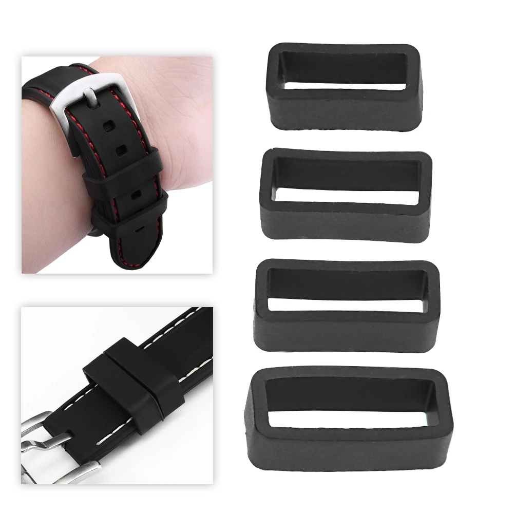 4 шт./компл. черный силиконовый ремешок для часов петля застежка ремня