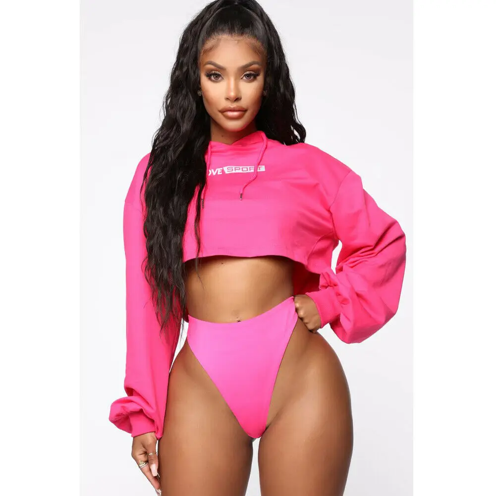 Женская толстовка с капюшоном Короткий Джемпер В Стиле Хип-хоп длинным рукавом и