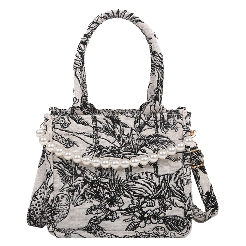 

Women Handbags 2021 New Shoulder Bags Fashion Crossbody Bag Printed Shopping Bag Pearl Canvas Bag Bolsas Feminina