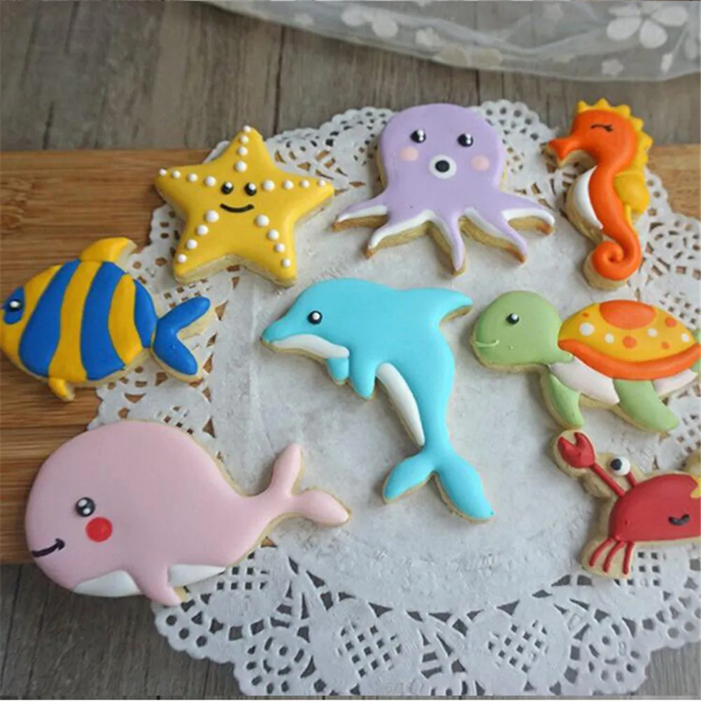 

8pc/set Cute Sea Creatures Cookie Cutter Biscuit Moulds Whale Dolphin Octopus Crab Turtle Fondant Tools