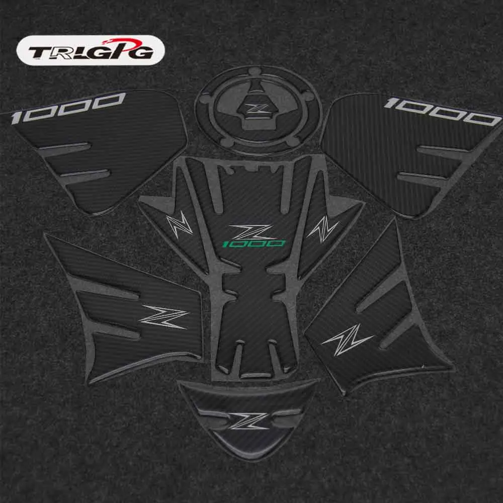 1set 3D углеродное волокно Светоотражающая наклейка эмблема защитный Танк Pad Cas Крышка для Kawasaki Z1000 Z 1000 2013 - Цвет: 1set