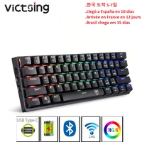 VicTsing Wireless two Bluetooth 2 4Ghz 60  RGB Mechanical Gaming Keyboard  Three Modes Connectable Keyboard with Blue switch