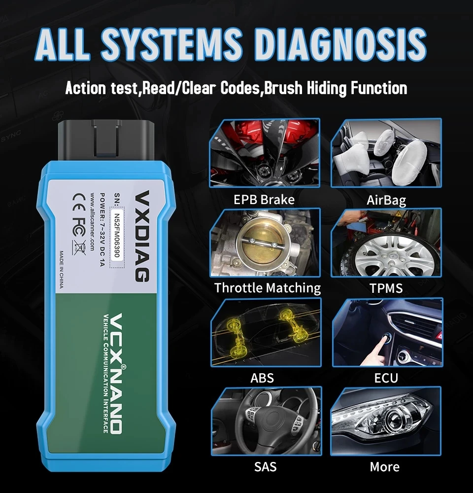 Автомобильные диагностические инструменты VXDIAG VCX NANO obd2 для VW V5.1.6/V7.1.1 Wi Fi/USB