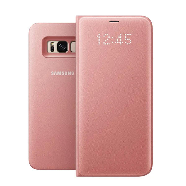 Pink Светодиодный Чехол samsung для Galaxy S8 S8+ S8 Plus, чехол-кошелек с откидной крышкой, функция сна - Цвет: Pink