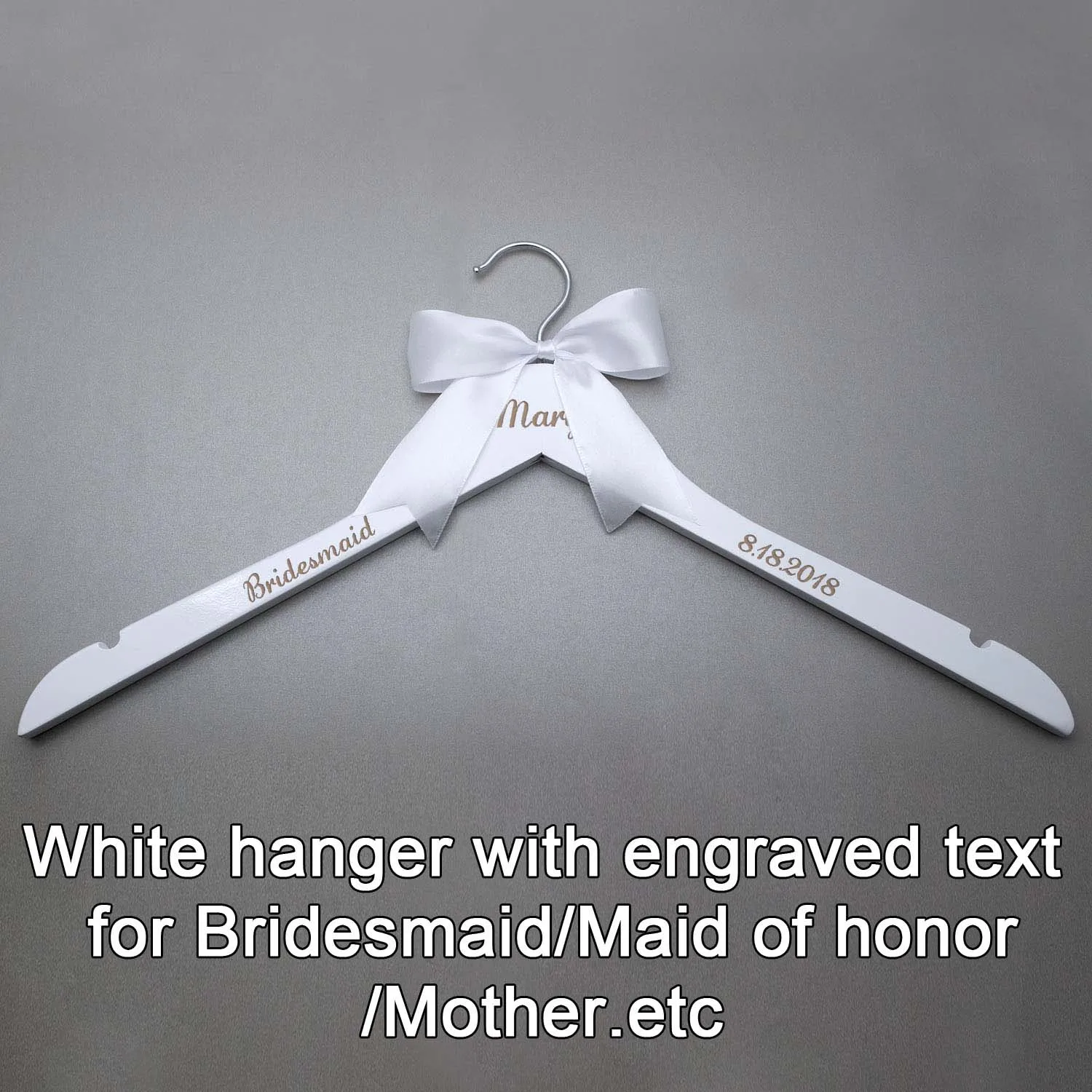 white engrave hanger Пользовательские Свадебные вешалки персонализированные Свадебная Вешалка для одежды с датой, пользовательские жених подружки невесты имя вешалки невесты подарок - Цвет: white engrave hanger