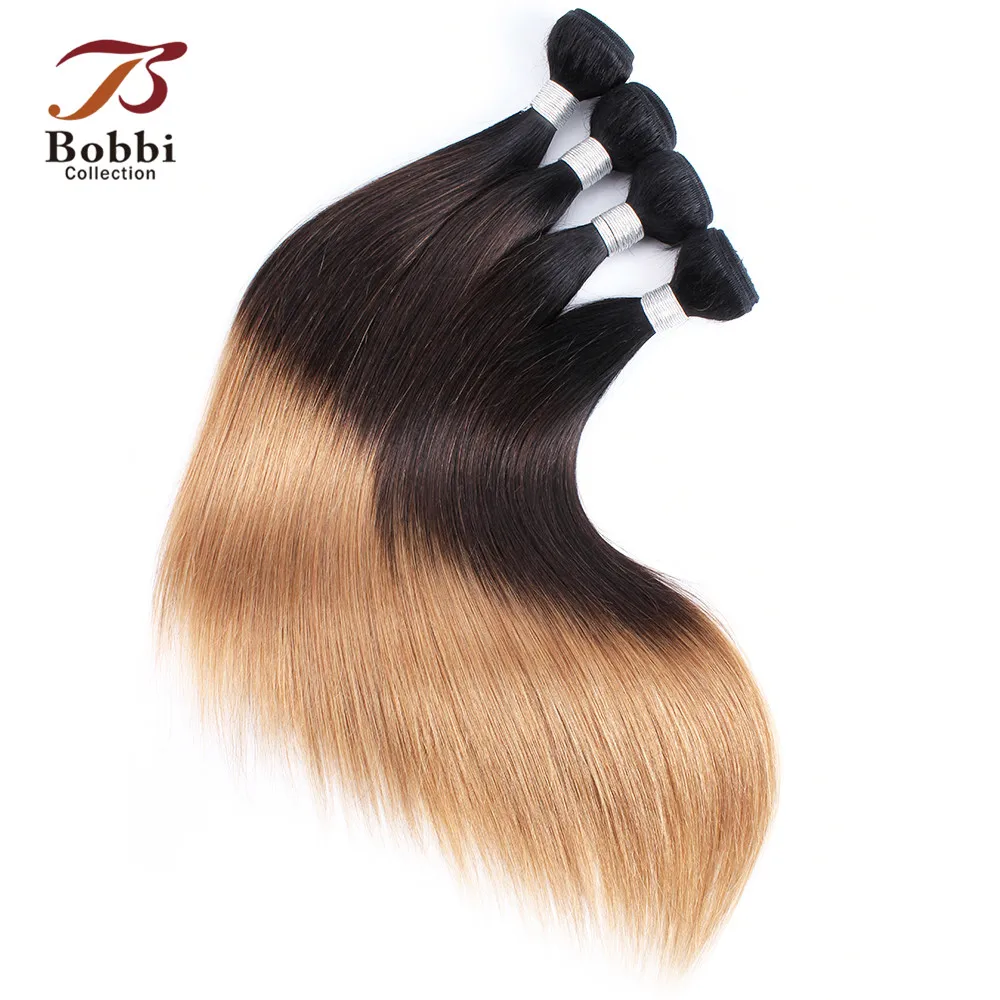 Bobbi коллекция 2/3 пряди с закрытием 1B 4 27 черный коричневый медовый блонд 3 тона