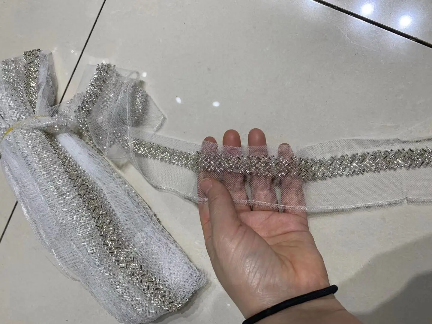 

13 ярдов/сумка hs002 серебряные бусины ручной работы вышивка сетка тюль короткое кружево для пилы женское свадебное платье/свадебная фата