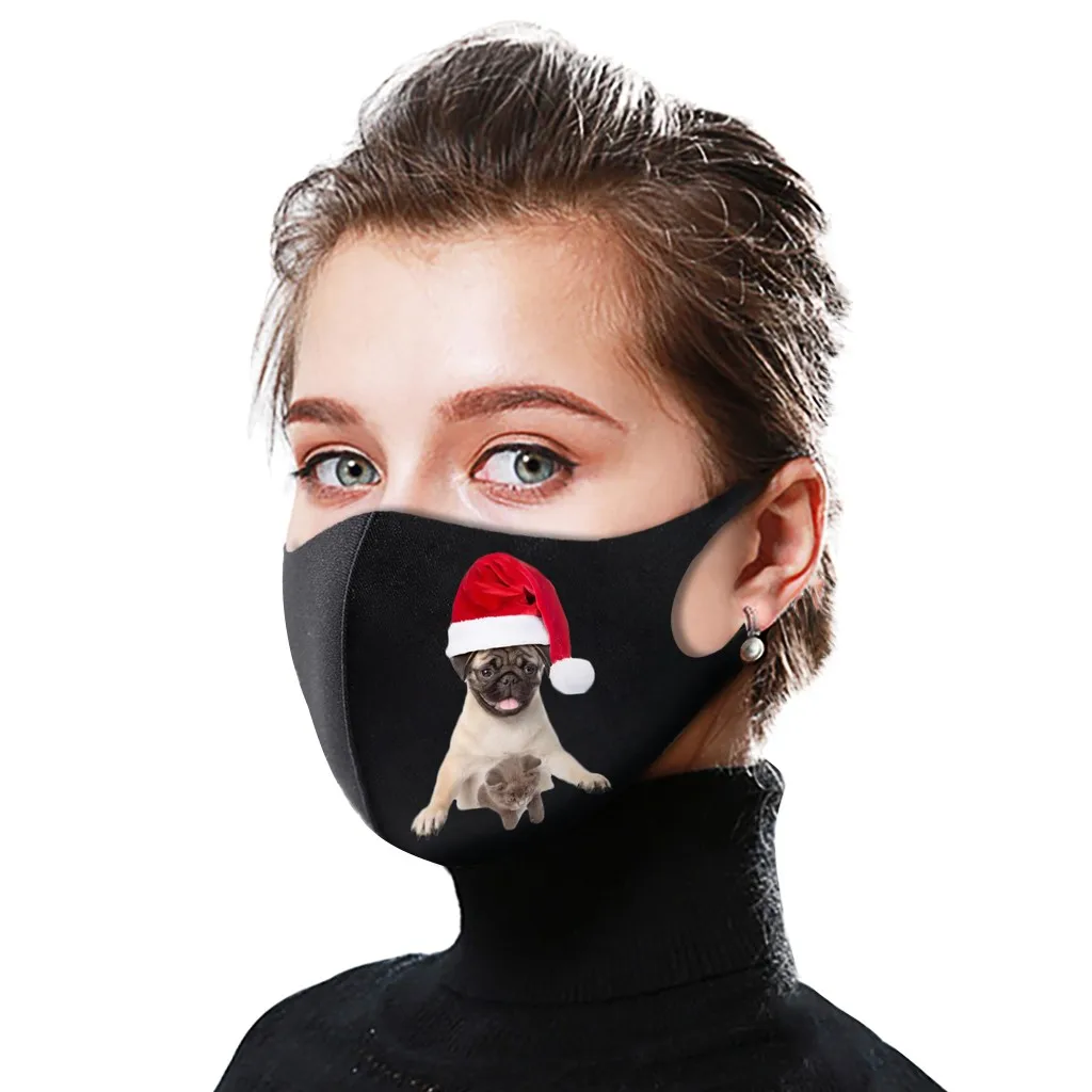 Рождественская маска с милым принтом животными на Рождество вечерние для лица