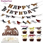Украшение для темативечерние лошади, баннер на день рождения с лошадью, венок с лошадью, баннер, лента, ковбойский баннер для вечеринки на день рождения, украшение для торта