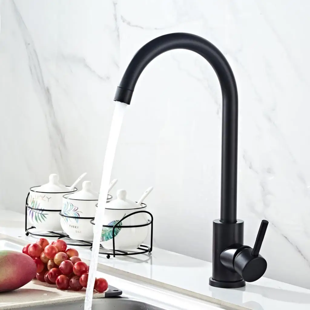 

Single Handle Bathroom Sink Faucet Lavatory Faucet Mixer Swival Tap W/2xHose
