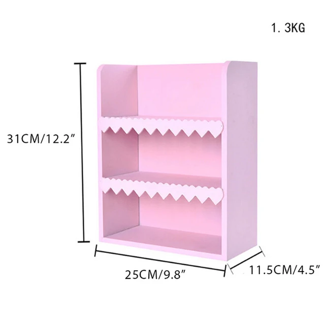 

Nordic Wooden Storage Rack 3 Floors Pink Shelf Cosmetics Organizer Home Decoration Girl Student Bedroom Display Cabinet Crafts