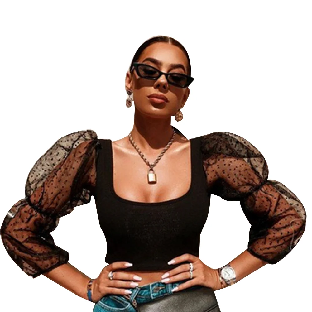 Новинка модные женские летние прозрачные укороченные топы прозрачная сетчатая