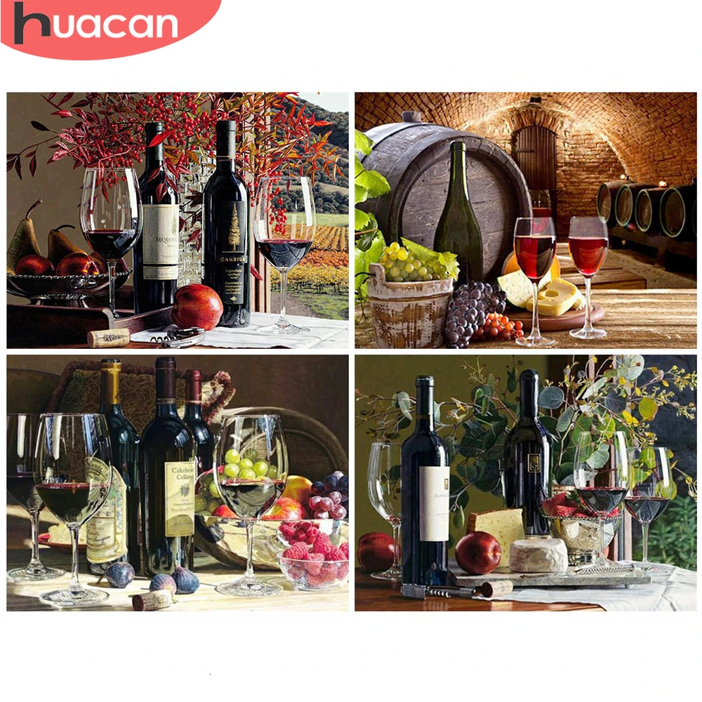 

HUACAN Diamond Painting Fruit And Wine Cross Stitch New Arrival Full Drill Square Diamond Embroidery Home Decoration Handwork