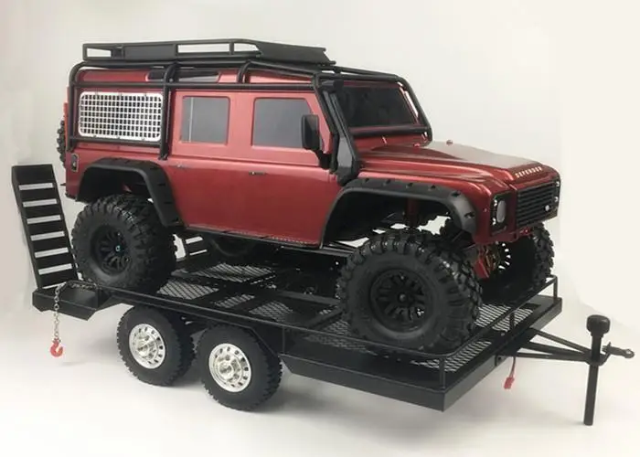 Тяжелый цельнометаллический прицеп Bouble Axis для 1/10 Rc Rock Crawler Truck Traxxas Trx4 Axial Scx10 90046 90047
