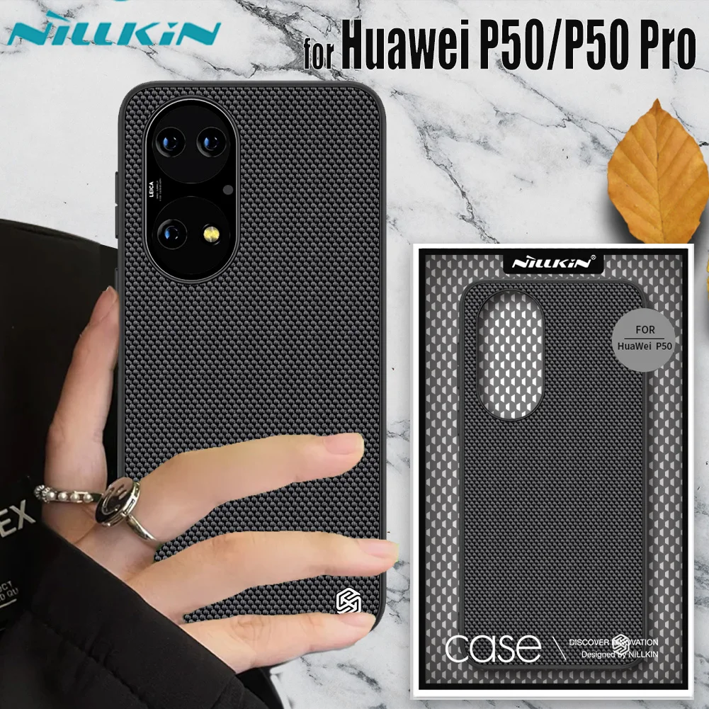 

for Huawei P50 Pro Case Case NILLKIN Textured Nylon Fiber Soft TPU Hard PC Panel Shockproof Back Cover for Huawei P50 Coque CAPA