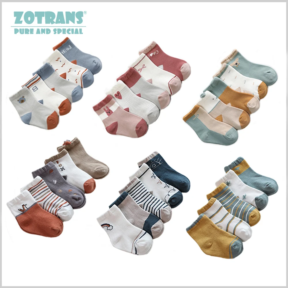 5 пар/лот детские носки осенние для маленьких девочек хлопковые с рисунком