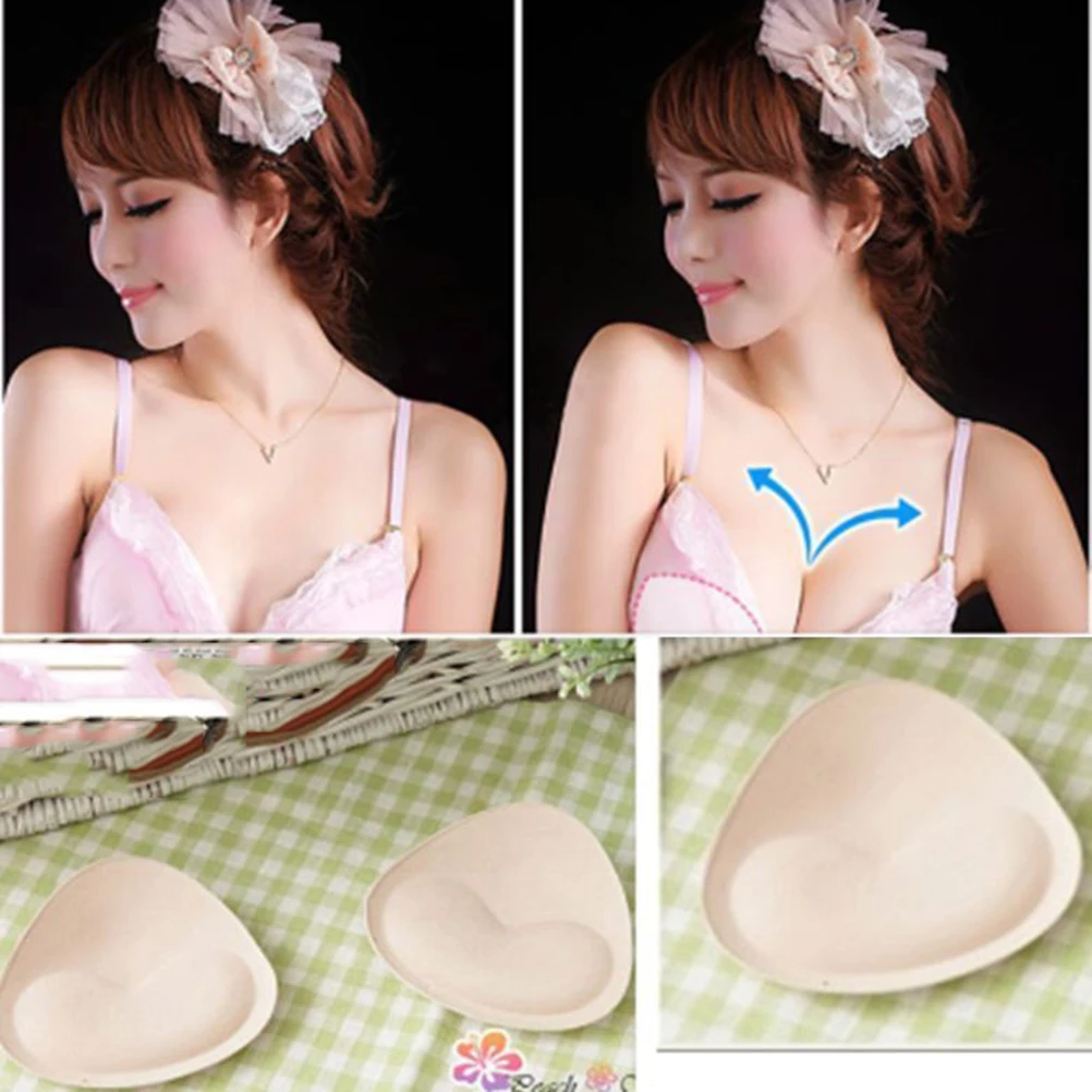 

1Pair Triangle Sponge Bikini Pads Swimsuit Breast Push Up Pads Chest Cup Breast Bra Comfortable Women Intimates Accessories