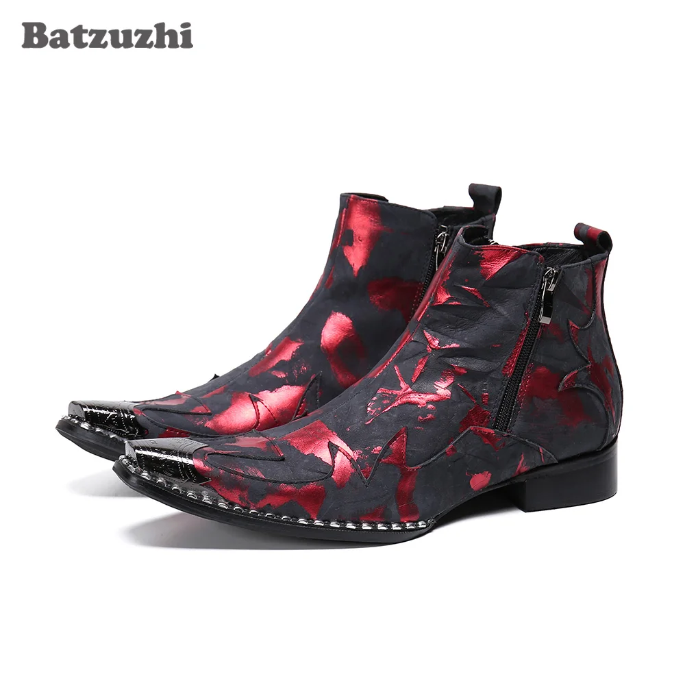 Ботинки мужские кожаные Batzuzhi Rock с острым носком на молнии для вечеринок и свадеб