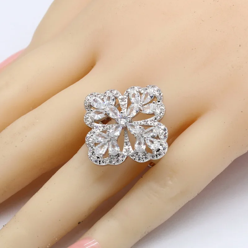 Женские серебряные Ювелирные наборы 2 цвета белый темно-синий серьги кольцо