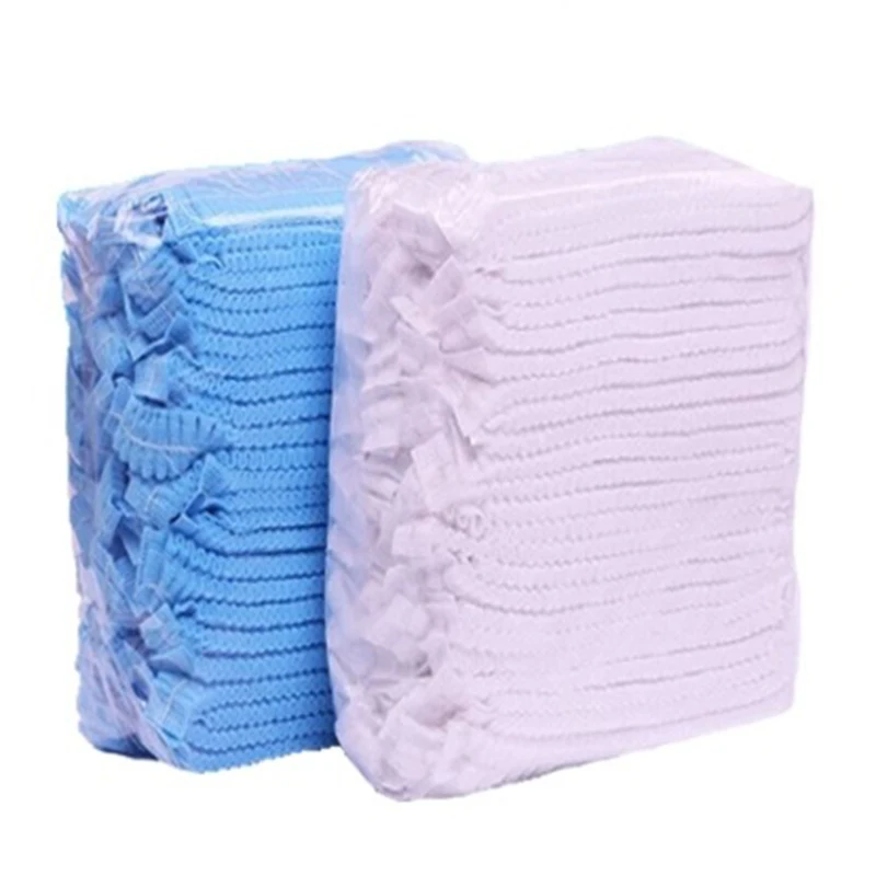 Нетканые одноразовые шапочки для душа 100 шт. плиссированные пылезащитные