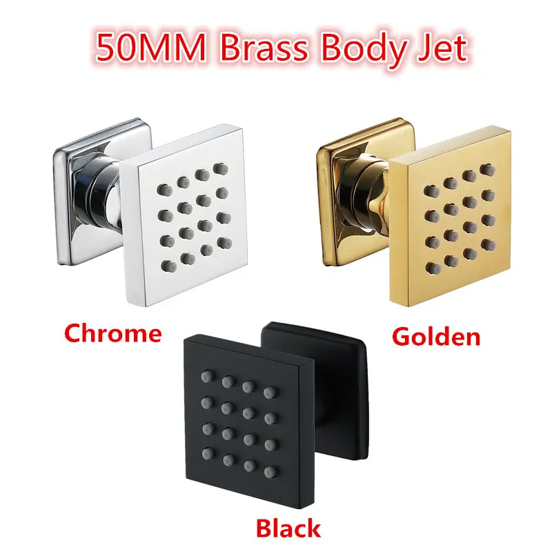 

Bathroom Accessories 50MM Brass Shower Body Jet 2 Inch Massage Spray Jets Chrome/Matt Black/Golden Rainfall In-wall Shower