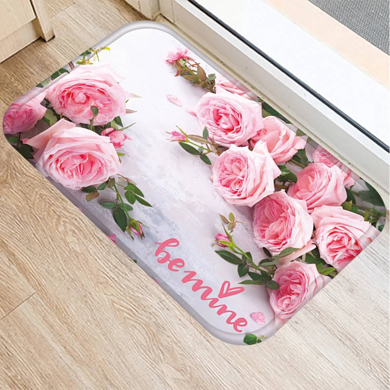 

Flower Pattern Kitchen Entrance Door Mat 40*60cm Coral Velvet Carpet Rubber Colorful Indoor Floor Mats Non-Anti-Slip Rug 48259-2