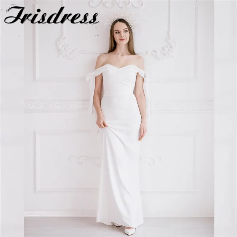 Сексуальное платье с открытыми плечами Русалка свадебное длинные 2020 атласная